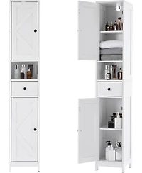 gaomon Tall Bathroom Cabinet, Freestanding with 2 Adjustable Shelves, Modern White Storage for Bathroom, Kitchen & Hallway