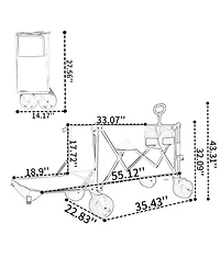 Rainsken Foldable Wagon, Heavy Duty Extra Long Extender Wagon Cart with All-Terrain Beach Wheels, 480 Lbs Capacity for Beach, Camping and Gardening