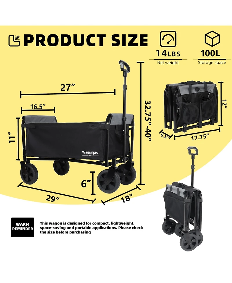 Rainsken Convertible Folding 4-Wheel Wagon Cart