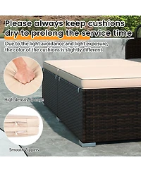 Gymax Patio Rattan Daybed Lounge Retractable Top Canopy Side Tables Cushions for Outdoor