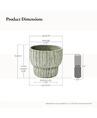 LuxenHome Vintage Distressed 13.4-Inch Tall Round Cement Planter