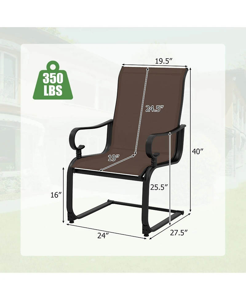 Gymax Patio Dining Chairs Set of 4 C-Spring Motion Patio Chairs w/ Metal Frame