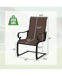 Gymax Patio Dining Chairs Set of 4 C-Spring Motion Patio Chairs w/ Metal Frame