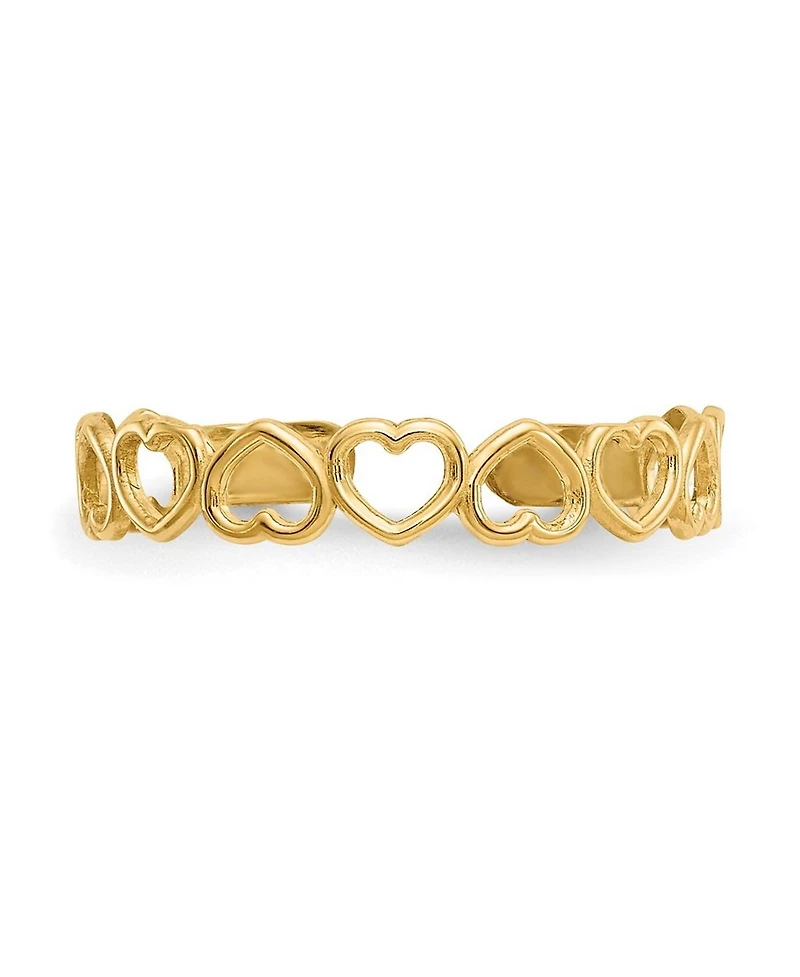 Curata Jewelry Solid 10k Gold Alternating Open Hearts Adjustable Toe Ring