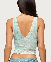 Edikted Women's Vanya Sheer Lace V Neck Top