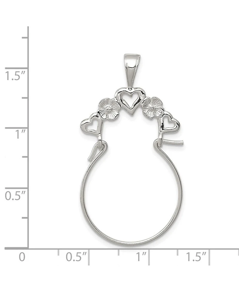 Curata Jewelry 925 Sterling Silver Solid Polished 5 Love Heart Charm holder Ring Holder Pendant Necklace