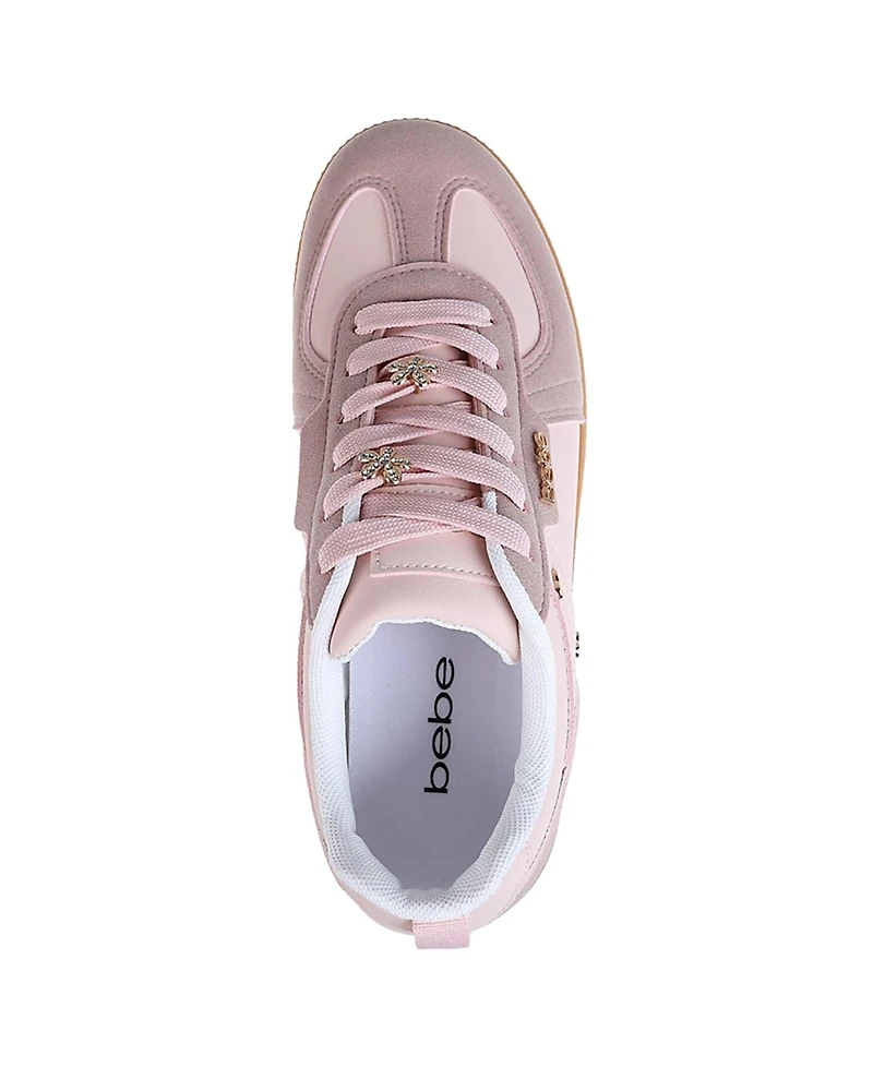 bebe Women's Sneaker with Hardware and Novelty Charms