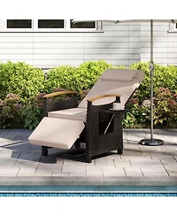Gymax Outdoor Wicker Recliner Chair Rattan Lounge Chair w/ Adjustable Backrest&Footrest Patio