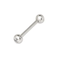 Curata Jewelry Solid 14k Gold 14G 5mm Bezel Cubic Zirconia Straight Barbell Internally Threaded Tongue Ring Body Piercing