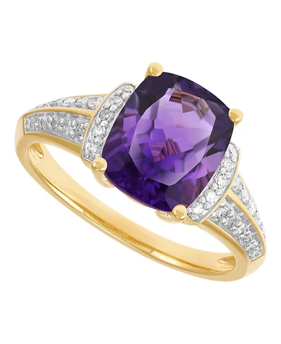 Macy's Swiss Blue Topaz (3-5/8 ct. t.w.) & Diamond (1/5 Ring 14k Yellow Gold-Plated Sterling Silver (Also Available Amethyst)