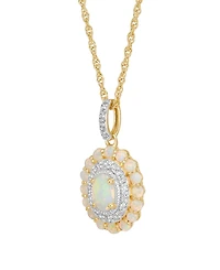 Macy's Created Opal (7/12 ct. t.w.) & Created White Sapphire (1/4 ct. t.w.) Pendant Necklace in 14k Yellow Gold-Plated Sterling Silver