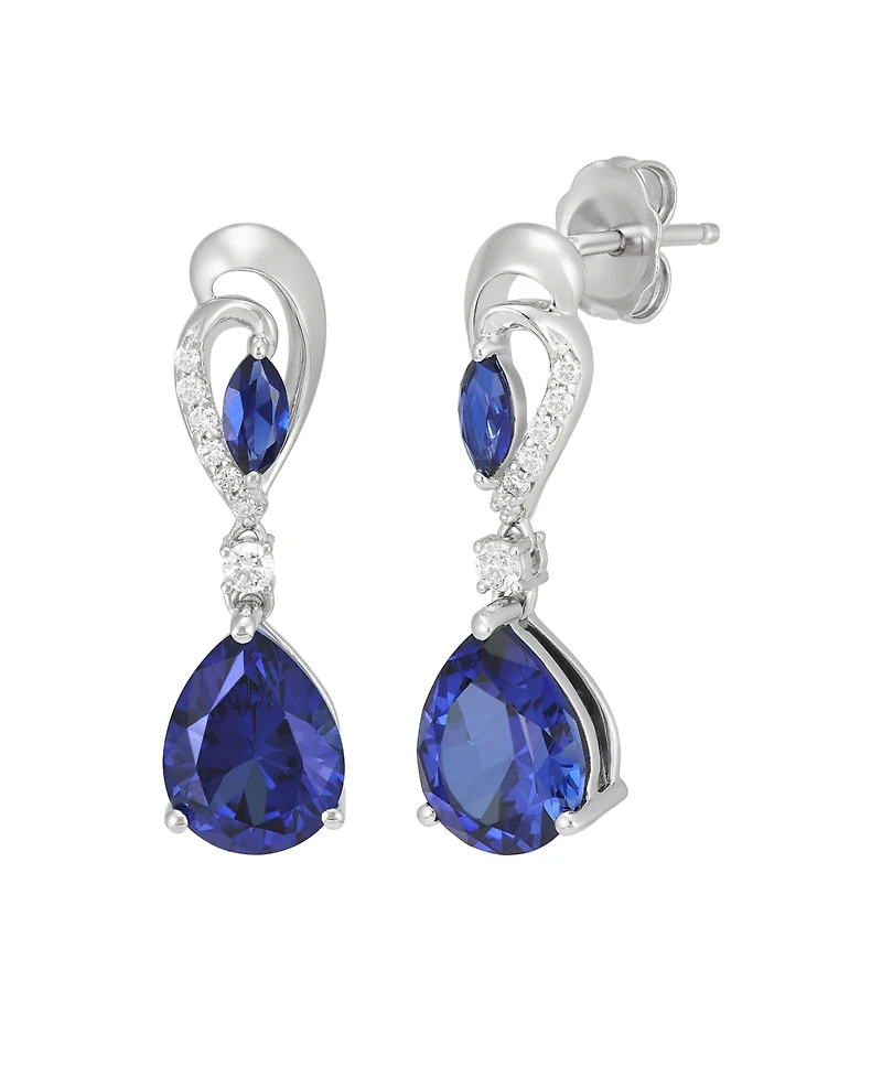 Macy's Created Sapphire (4-1/5 ct. t.w.) & Created White Sapphire (1/5 ct. t.w.) Drop Earrings in Sterling Silver