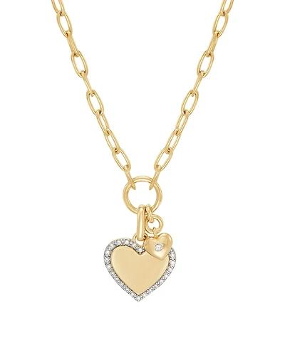 Macy's Created White Sapphire (1/10 ct. t.w.) Heart Pendant Necklace in 14k Yellow Gold-Plated Sterling Silver
