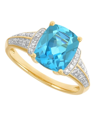 Macy's Swiss Blue Topaz (3-5/8 ct. t.w.) & Diamond (1/5 Ring 14k Yellow Gold-Plated Sterling Silver (Also Available Amethyst)