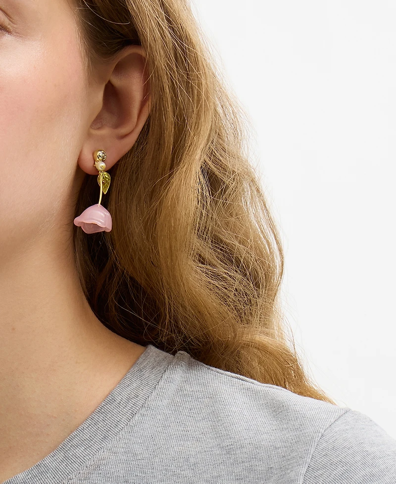 Coach Faux Stone Flower Drop Earrings