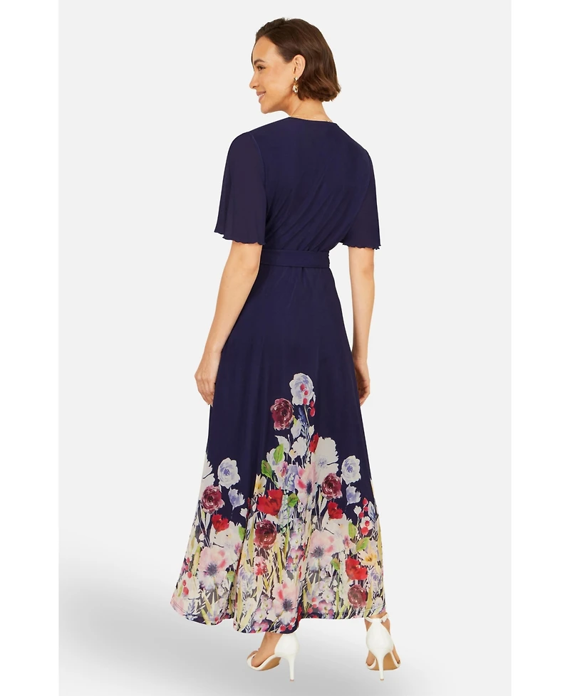 Yumi Women's Mesh Wrap Midi Dress