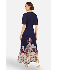Yumi Women's Mesh Wrap Midi Dress