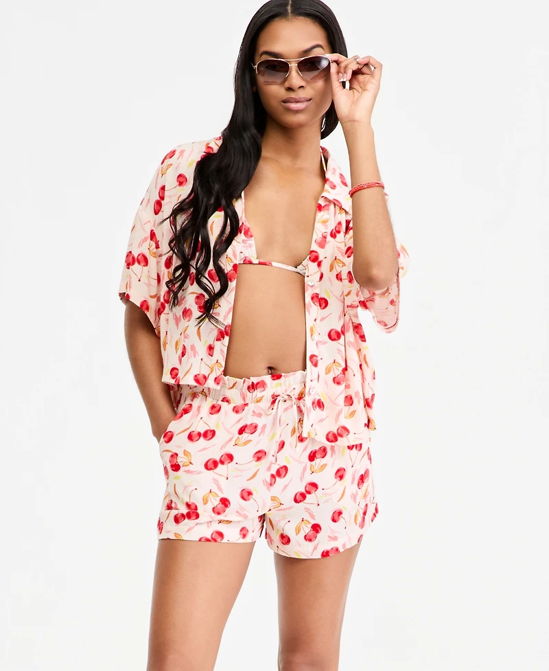 Roxy Women's Cropped Swim Cover Up Shirt