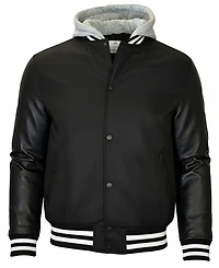 Q-Active Men's Ribbed Collar Hooded Varsity Jacket