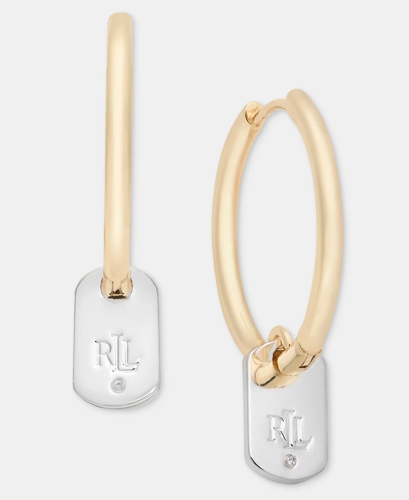 Lauren Ralph Lauren Two-Tone Drop Hoop Earrings