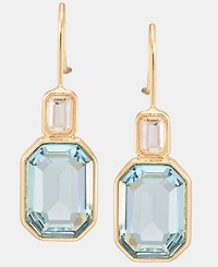 Lauren Ralph Gold-Tone Aqua Stone Double Drop Earrings