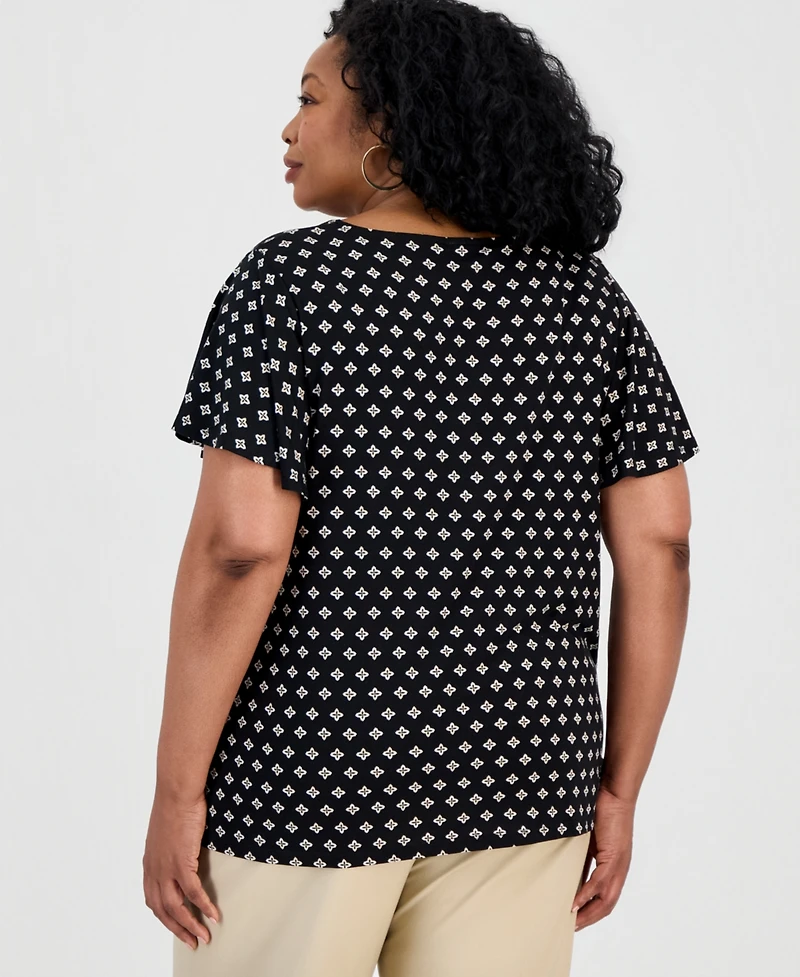 Jm Collection Plus Allegria Knot-Hem Top, Macy's Exclusive