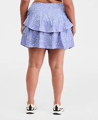 Ideology Plus Harbor Ditsy Compression Flounce Skort, Macy's Exclusive