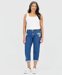 Style & Co Petite Embroidered High-Rise Cropped Jeans, Macy's Exclusive