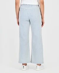 Style & Co Petite Engineer-Stripe Pull-On Wide-Leg Jeans, Macy's Exclusive