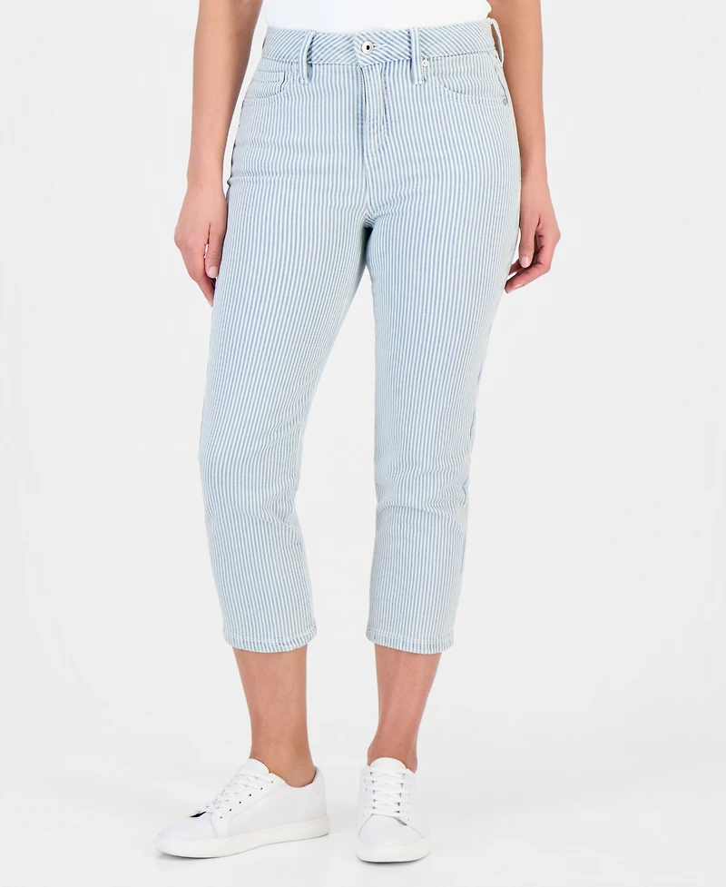 Style & Co Petite Engineer-Stripe High-Rise Cropped Jeans, Macy's Exclusive