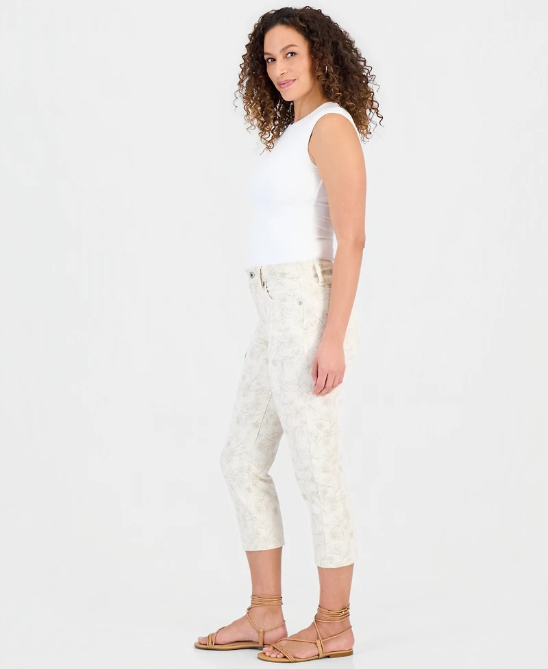 Style & Co Petite Printed High-Rise Cropped Jeans, Macy's Exclusive