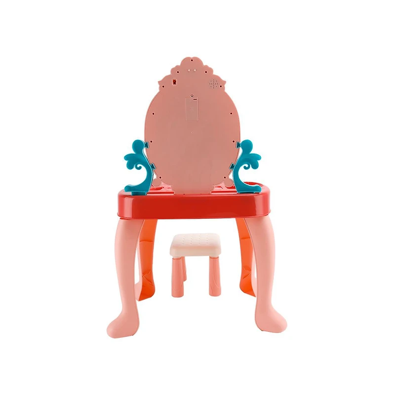 Bruce & Shark Princess Vanity Set with Lights & Music - Realistic Makeup Toys, Stool & Mirror for Girls