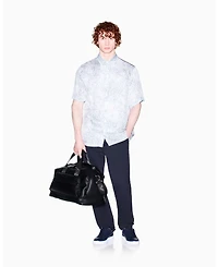 A|X Armani Exchange Men's Short Sleeve Silky Printed Button Up Shirt