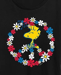 Hybrid Apparel Plus Peanuts Woodstock Peace Americana Graphic Crewneck T-Shirt