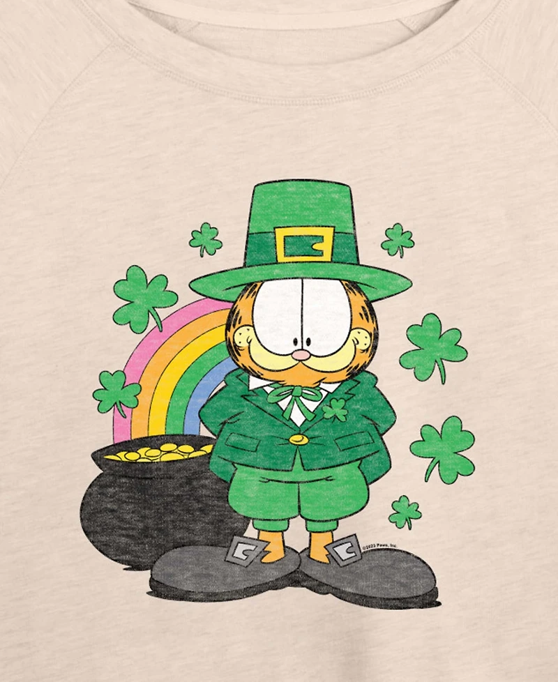 Hybrid Apparel Plus Garfield St. Patrick's Day Rainbow Shamrocks Graphic Sweatshirt