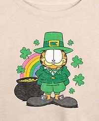 Hybrid Apparel Plus Garfield St. Patrick's Day Rainbow Shamrocks Graphic Sweatshirt