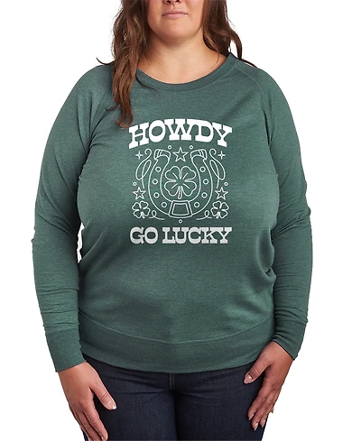 Hybrid Apparel Plus Instant Message St. Patrick's Day Howdy Go Lucky French Terry Graphic Crewneck T-Shirt