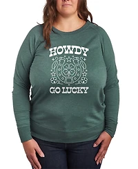Hybrid Apparel Plus Instant Message St. Patrick's Day Howdy Go Lucky French Terry Graphic Crewneck T-Shirt