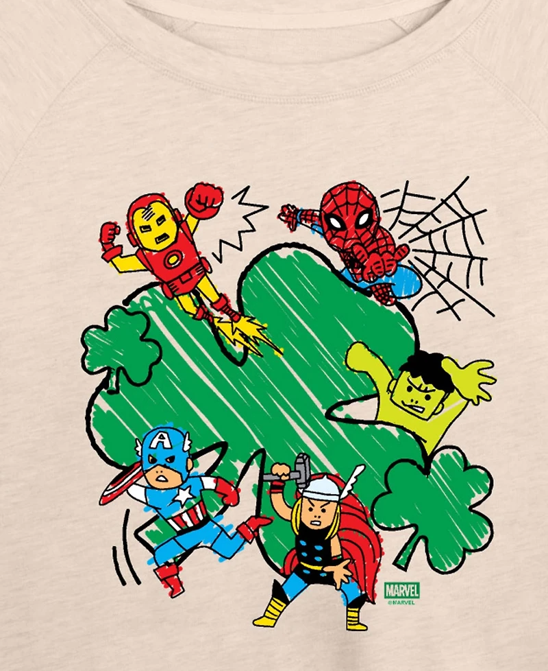 Hybrid Apparel Plus Marvel Avengers Shamrock Sketch Long-Sleeve Sweatshirt