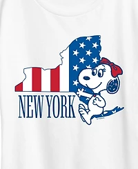 Hybrid Apparel Plus Peanuts New York Flag Graphic Crewneck T-Shirt