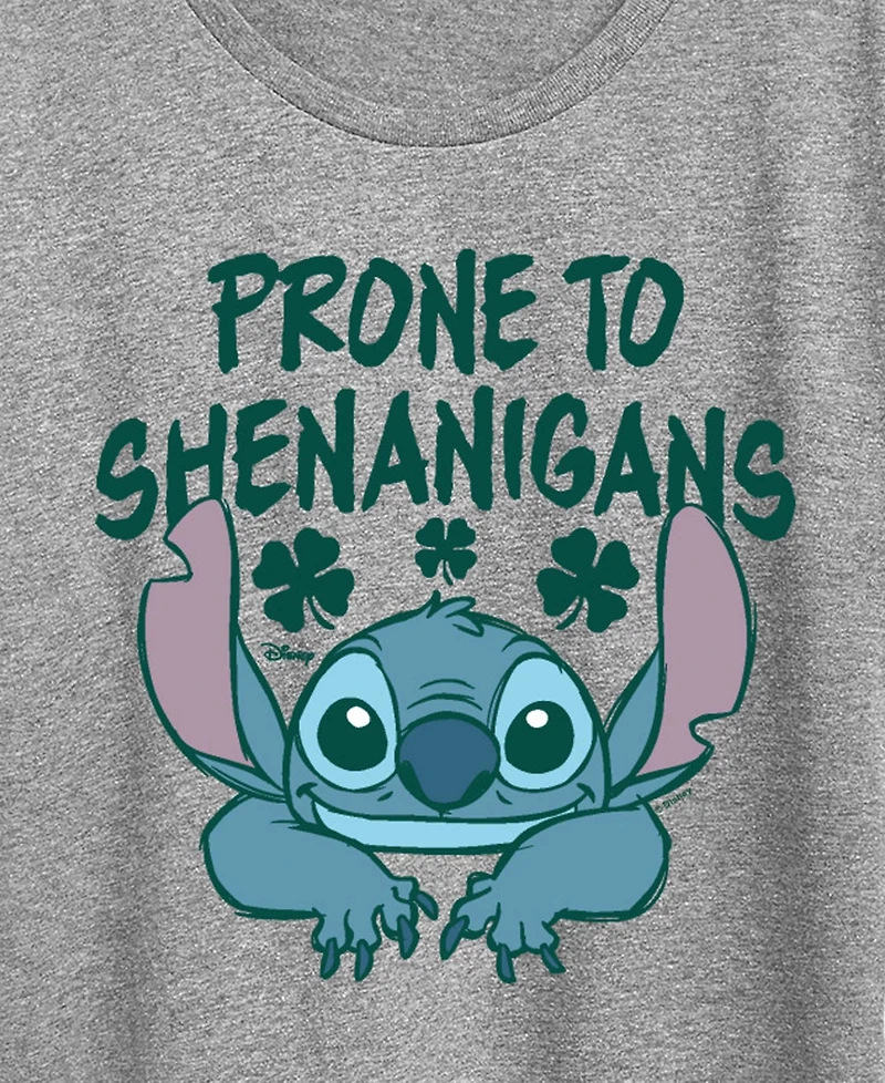 Hybrid Apparel Plus Lilo Stitch St. Patrick's Day Prone To Shenanigans Graphic T-Shirt