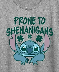 Hybrid Apparel Plus Lilo Stitch St. Patrick's Day Prone To Shenanigans Graphic T-Shirt