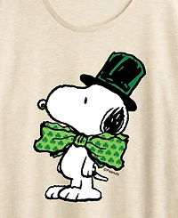 Hybrid Apparel Plus Peanuts Snoopy Bowtie St. Patrick's Day Graphic Crewneck T-Shirt