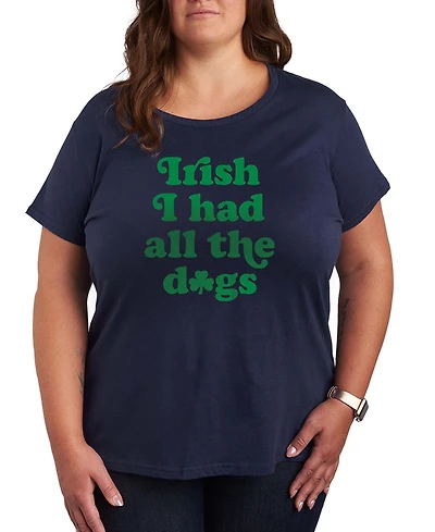 Hybrid Apparel Plus Instant Message St. Patrick's Day Irish Had All The Dogs Graphic Crewneck T-Shirt