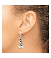 Curata Jewelry 925 Sterling Silver Shepherd hook Oxidized Rhodium Plated Antiqued Teardrop Boho Hook Earrings 41x11mm 41x11mm Wide Stud Earring