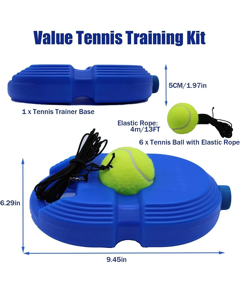 Magicorange Solo Tennis Trainer Rebound Ball Set with 6 String Balls and Portable Base for Self Practice and Skill Training for Kids and Adults