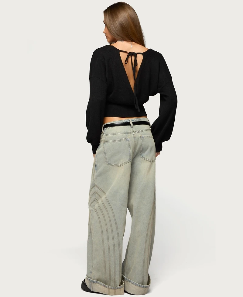 Edikted Women's Lillia V Neck Wrap Sweater