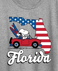Hybrid Apparel Plus Peanuts Florida Snoopy Woodstock Graphic Crewneck T-Shirt