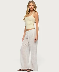 Edikted Women's Embroidered Polka Dot Sheer Cotton Pants