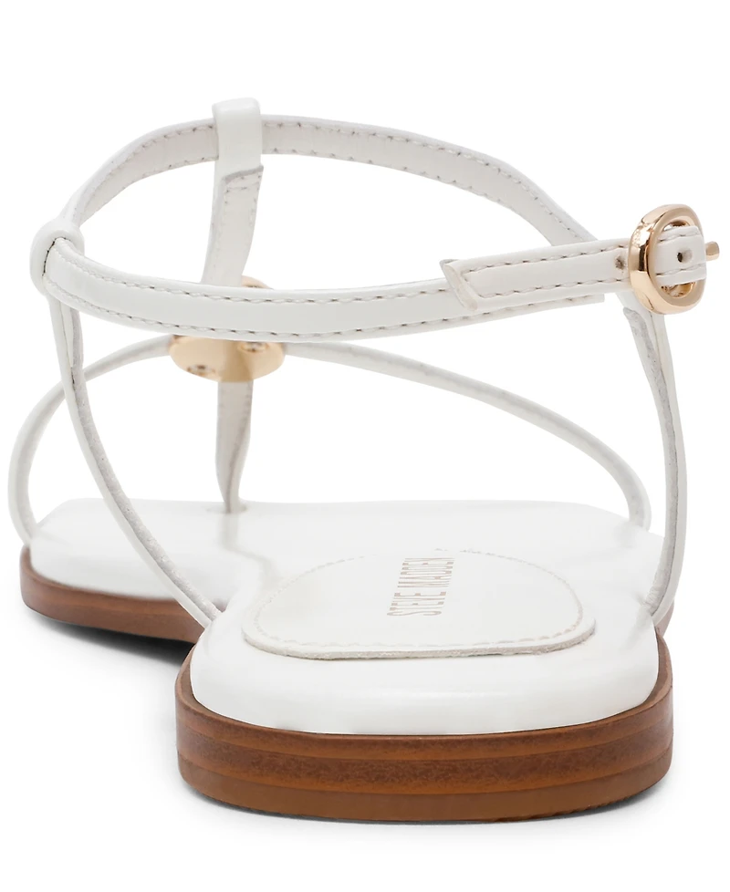 Steve Madden Women's Ritzy Ball-Stud Square Toe Flat Sandals